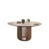 NIUYAO Solid Round Table with Hollow Pedestal, Natural Wood Wabi-sabi Style Furniture 39.5" in Round for Dining Room Kitchen Leisure Coffee Table view 2