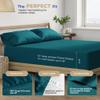 THREAD SPREAD Twin XL Sheets Set Cotton - 400 Thread Count 100% Cotton Twin XL Sheet Set, 3 PC Twin XL Sheets, Cooling & Luxury Sateen Sheets, 16" Deep Pocket Extra Soft Sateen Cotton Sheets (Teal) view 4