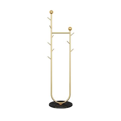 Coat Rack Stand Garment Rack Entryway Freestanding Clothes Racks with Marble Base 1.75cm Metal Pipe Stable Clothing Hanger Easy Assembly Freestanding,Easy Assembly (Color : Gold, Size : Black Base)