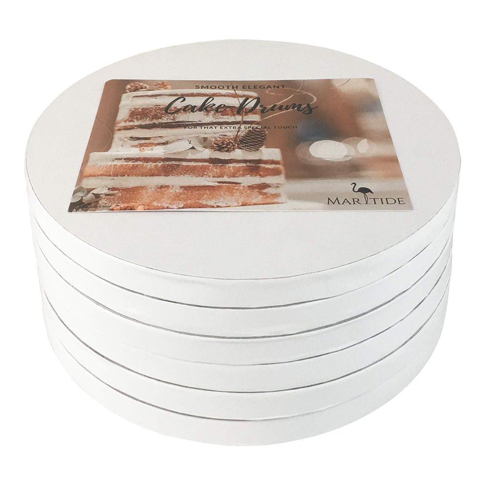 18 Inch Cake Board Drums Round, 6-Pack, White, Sturdy 1/2" Thick for Heavy Or Multi-Tiered Cakes