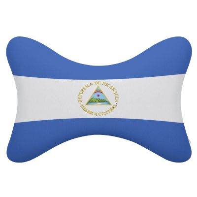 2 Pack Car Neck Pillow Nicaragua Flag Softness Car Headrest Pillow for Driving with Memory Foam Pillow Removable