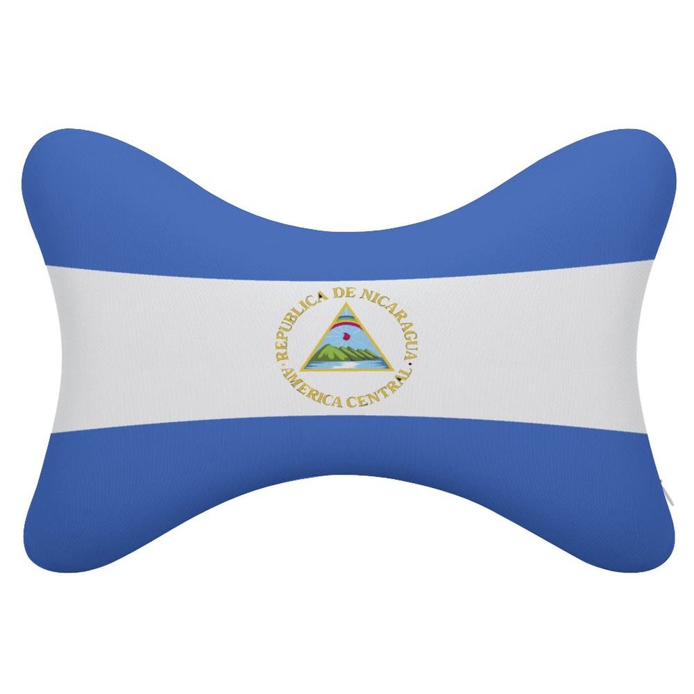 2 Pack Car Neck Pillow Nicaragua Flag Softness Car Headrest Pillow for Driving with Memory Foam Pillow Removable