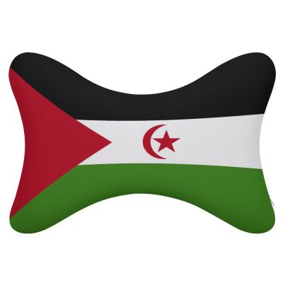 2 Pack Car Neck Pillow Western Sahara Flag Softness Car Headrest Pillow for Driving with Memory Foam Pillow Removable