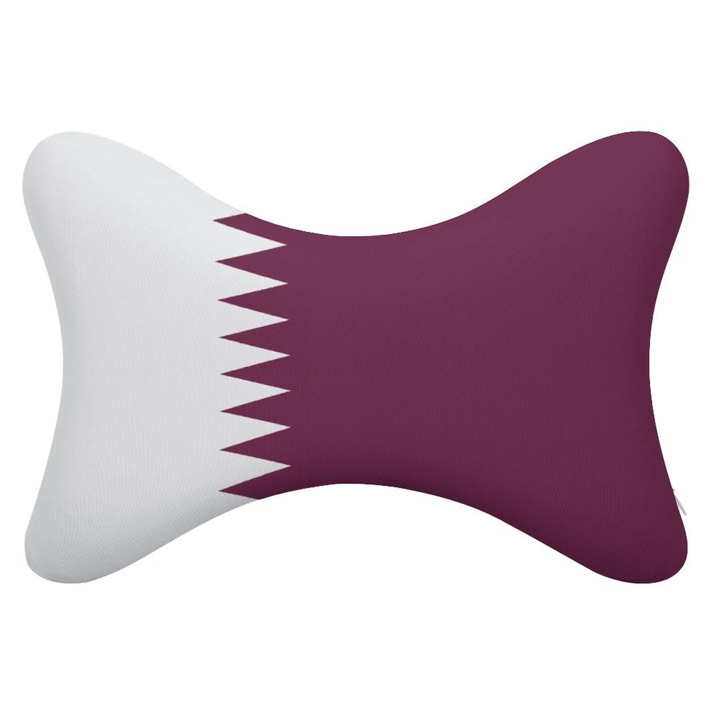 2 Pack Car Neck Pillow Qatar Flag Softness Car Headrest Pillow for Driving with Memory Foam Pillow Removable