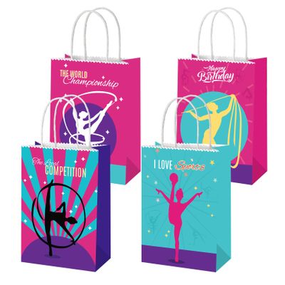 16 PCS Gymnastics Party Bags With Handles Gymnastics Birthday Party Supplies Gymnastics Party Favors Gymnastics Gifts For Girls Boys Teens Gymnasts Coach Gymnastics Party Decorations