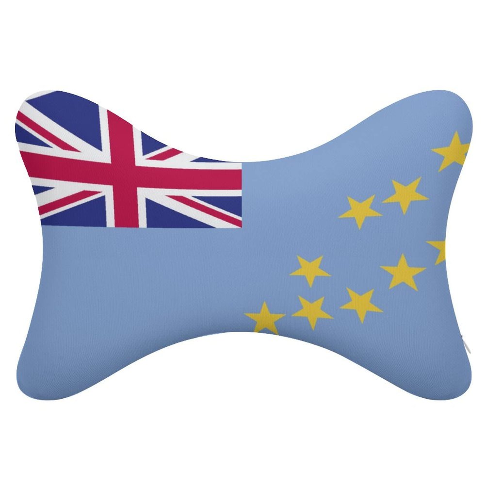 2 Pack Car Neck Pillow Tuvalu Flag Softness Car Headrest Pillow for Driving with Memory Foam Pillow Removable