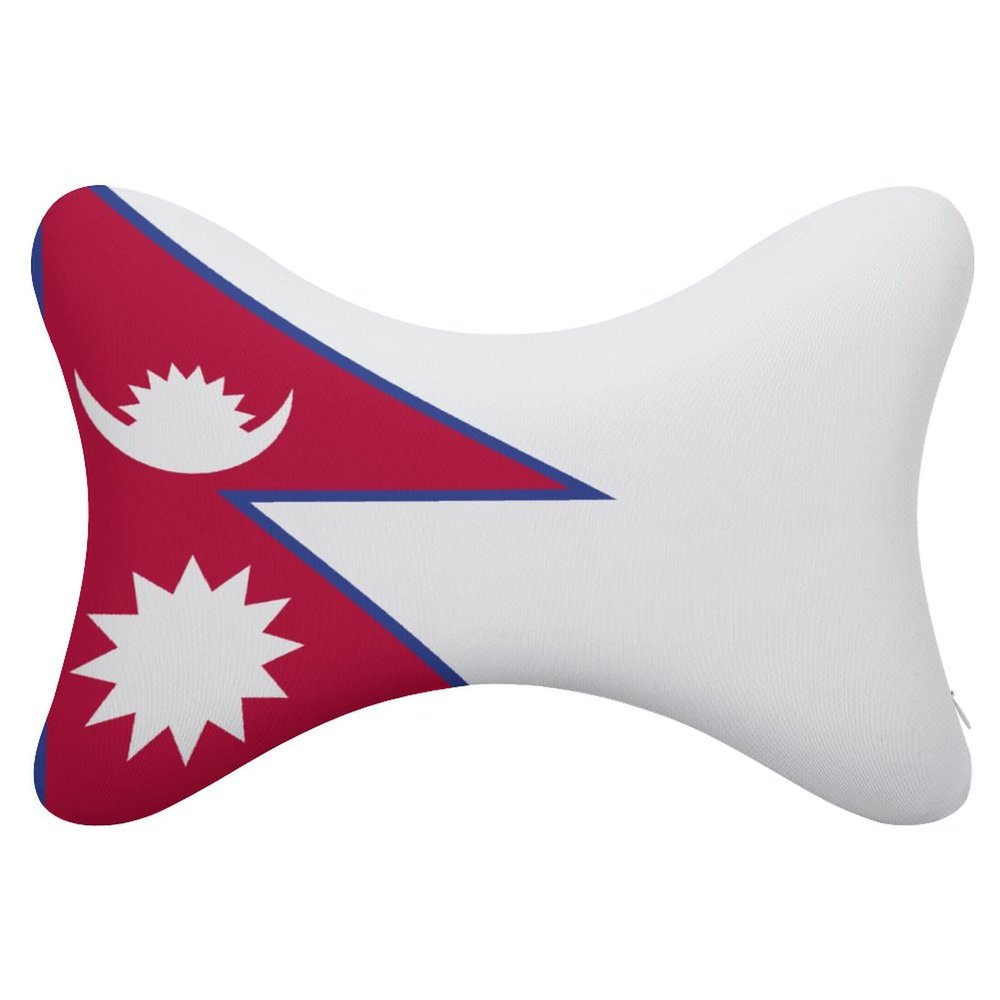 2 Pack Car Neck Pillow Nepal Flag Softness Car Headrest Pillow for Driving with Memory Foam Pillow Removable