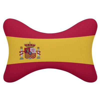 2 Pack Car Neck Pillow Spain Flag Softness Car Headrest Pillow for Driving with Memory Foam Pillow Removable