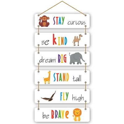 Golden Drops Designer Home Dcor Kids Room Wooden Wall Hangings for Home Living Room Large Size Multi Color