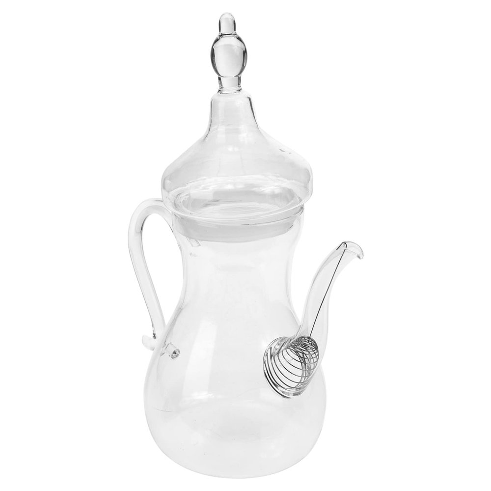 1Pc Glass Teapot, Tea Kettle Infuser Clear Decorative Water Kettle Coffee Dispenser Bottle Milk Serving Pot Flower for Home and Restaurant, 1000ml