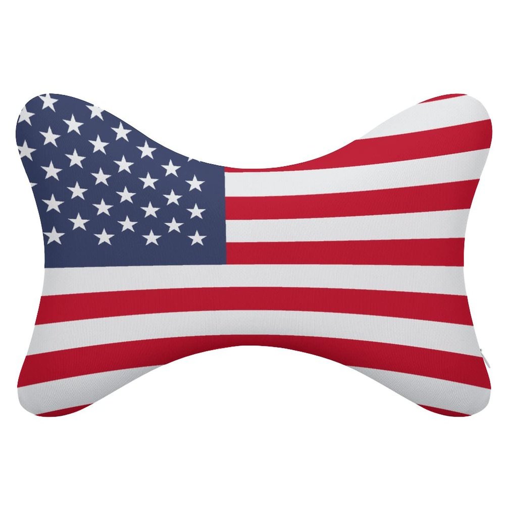 2 Pack Car Neck Pillow American Flag Softness Car Headrest Pillow for Driving with Memory Foam Pillow Removable