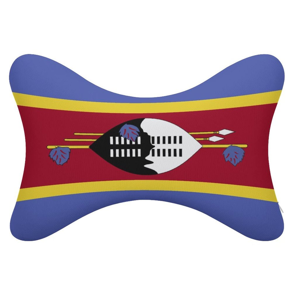2 Pack Car Neck Pillow Swaziland Flag Softness Car Headrest Pillow for Driving with Memory Foam Pillow Removable