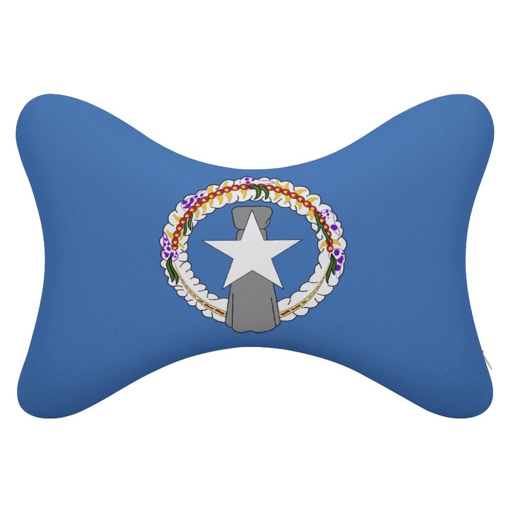 2 Pack Car Neck Pillow Northern Mari-ana Lslands Flag Softness Car Headrest Pillow for Driving with Memory Foam Pillow Removable