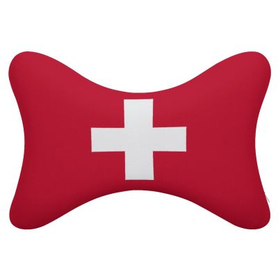 2 Pack Car Neck Pillow Switzerland Flag Softness Car Headrest Pillow for Driving with Memory Foam Pillow Removable