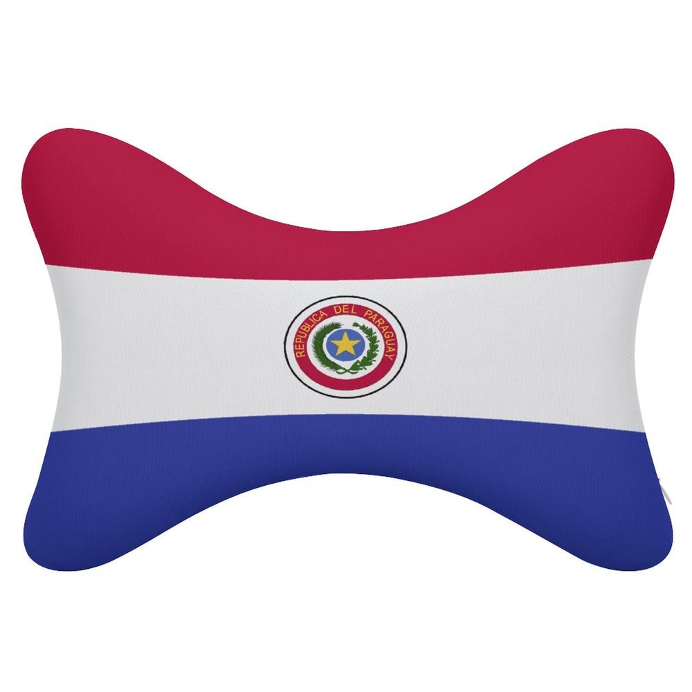 2 Pack Car Neck Pillow Paraguay Flag Softness Car Headrest Pillow for Driving with Memory Foam Pillow Removable