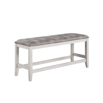 Benjara Jay 54 Inch Fabric Upholstered Counter Height Bench, White