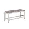 Benjara Jay 54 Inch Fabric Upholstered Counter Height Bench, White view 1