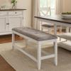 Benjara Jay 54 Inch Fabric Upholstered Counter Height Bench, White view 2
