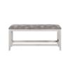 Benjara Jay 54 Inch Fabric Upholstered Counter Height Bench, White view 4