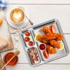 Stainless Steel Divided Plates, Unbreakable Food Separator Dinner Plates Reusable Compartment Lunch Trays for Adults,Kids, Eaters, Campers, and Portion Control, Dishwasher Microwave Safe, Silver view 3