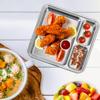 Stainless Steel Divided Plates, Unbreakable Food Separator Dinner Plates Reusable Compartment Lunch Trays for Adults,Kids, Eaters, Campers, and Portion Control, Dishwasher Microwave Safe, Silver view 4