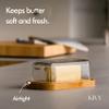 KIVY Glass butter dish with airtight lid that keeps butter soft - For countertop and refrigerator door shelf - Butter tray with lid fridge - Butter holder for counter - Covered butter dishes view 2