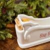 Mud Pie Santa's Sleigh Cracker Dish with Toothpick Holder Server, White view 3
