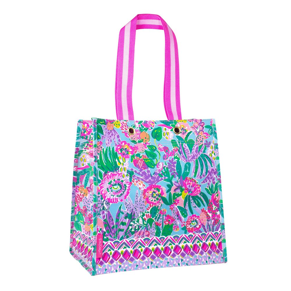 Lilly Pulitzer Market Shopper Bag, Reusable Grocery Tote, Shoulder Bag for Produce or Travel, Me and My Zesty