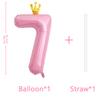 40 Inch Crown Pink Number 7 Balloon, Big Conjoined Light Pink Mylar Helium 7 Balloon | 7th Birthday Party Balloon Princess Theme Decorations Supplies Favors view 2