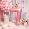 40 Inch Crown Pink Number 7 Balloon, Big Conjoined Light Pink Mylar Helium 7 Balloon | 7th Birthday Party Balloon Princess Theme Decorations Supplies Favors view 3