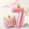 40 Inch Crown Pink Number 7 Balloon, Big Conjoined Light Pink Mylar Helium 7 Balloon | 7th Birthday Party Balloon Princess Theme Decorations Supplies Favors view 4