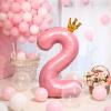 40 Inch Crown Pink Number 2 Balloon, Big Conjoined Light Pink Foil Mylar Helium Digit 2 Balloon for 2nd Birthday Party Decorations Anniversary Decor Theme Party Supplies view 3