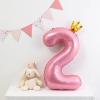 40 Inch Crown Pink Number 2 Balloon, Big Conjoined Light Pink Foil Mylar Helium Digit 2 Balloon for 2nd Birthday Party Decorations Anniversary Decor Theme Party Supplies view 4