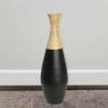 31.5 inch Spun Bamboo Tall Trumpet Floor Vase - Decorative Home Accent, Natural Bamboo, Indoor Decoration, Sustainable Materials, Tall Floral Display, Handmade Bamboo Vase, Floor Standing Vase, Black view 2