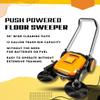 RT980S 38" Outdoor and Indoor Manual Push Floor Sweeper with Triple Brushes, 12-gal Waste Container, 38,000 Square Feet per Hour, Walk-Behind Industrial and Commercial Floor Sweeper view 2
