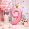 40 Inch Crown Pink Number 9 Balloon, Big Conjoined Light Pink Foil Mylar Helium Digit 9 Balloon for 9th Birthday Party Decorations Anniversary Decor Theme Party Supplies view 3