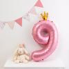 40 Inch Crown Pink Number 9 Balloon, Big Conjoined Light Pink Foil Mylar Helium Digit 9 Balloon for 9th Birthday Party Decorations Anniversary Decor Theme Party Supplies view 4