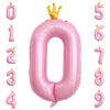 40 Inch Crown Pink Number 0 Balloon, Big Conjoined Light Pink Foil Mylar Helium Digit 0 Balloon for Birthday Party Decorations Anniversary Decor Theme Party Supplies view 1