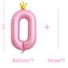 40 Inch Crown Pink Number 0 Balloon, Big Conjoined Light Pink Foil Mylar Helium Digit 0 Balloon for Birthday Party Decorations Anniversary Decor Theme Party Supplies view 2