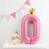 40 Inch Crown Pink Number 0 Balloon, Big Conjoined Light Pink Foil Mylar Helium Digit 0 Balloon for Birthday Party Decorations Anniversary Decor Theme Party Supplies view 3