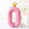 40 Inch Crown Pink Number 0 Balloon, Big Conjoined Light Pink Foil Mylar Helium Digit 0 Balloon for Birthday Party Decorations Anniversary Decor Theme Party Supplies view 4