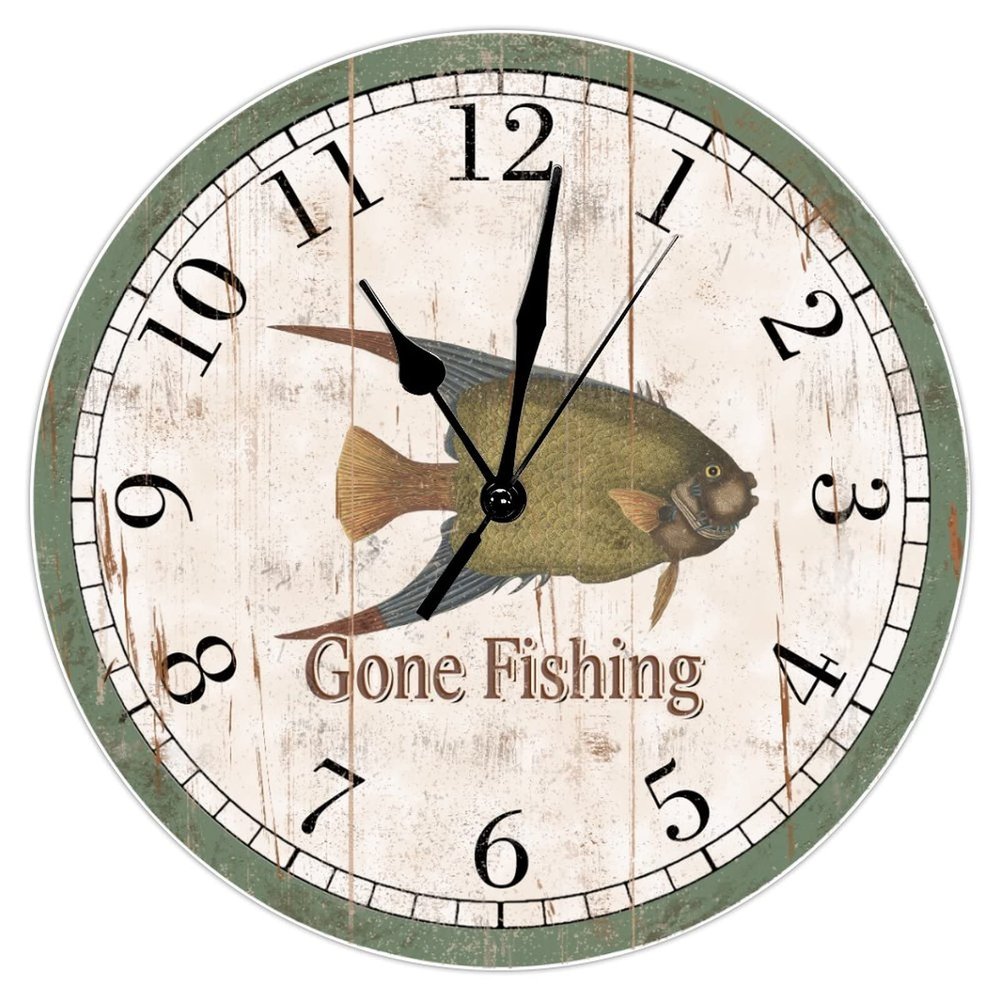 Gone Fishing Clock, Ornamental Fish Clock,Fishing Gifts for Dad,Gifts for Fishermen,Novelty Wall Clock,Decor,Gone Fishing,Father's Day,Fishing Clock, Gift for Him