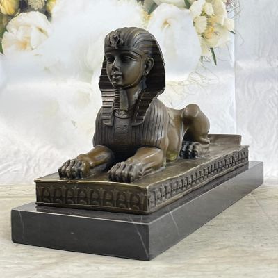 EUROPEAN BRONZE Egyptian Pyramid Famous Sphinx Creature Bronze Sculpture Mythological Art Statue