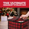 ZOBER Christmas Ornament Storage Box Plastic - Stores 64 3" Ornaments with Individual Trays - Ornament Organizer Storage Box, Durable Christmas Containers Holder - Plaid view 2