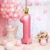40 Inch Crown Pink Number 1 Balloon, Big Conjoined Light Pink Foil Mylar Helium 1 Balloon | 1st Birthday Balloon Pink Princess Theme First Birthday Party Decorations Supplies view 3