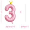 40 Inch Crown Pink Number 3 Balloon, Big Conjoined Light Pink Foil Mylar Helium 3 Balloon for 3rd Birthday Party Decorations Pink Princess Theme Party Decorations Supplies Anniversary Decor view 2