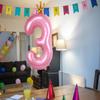 40 Inch Crown Pink Number 3 Balloon, Big Conjoined Light Pink Foil Mylar Helium 3 Balloon for 3rd Birthday Party Decorations Pink Princess Theme Party Decorations Supplies Anniversary Decor view 4