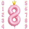 40 Inch Crown Pink Number 8 Balloon, Big Conjoined Light Pink Foil Mylar Helium 8 Balloon for 8th Birthday Party Decorations Pink Princess Theme Party Supplies Favors Anniversary Decor view 1