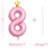 40 Inch Crown Pink Number 8 Balloon, Big Conjoined Light Pink Foil Mylar Helium 8 Balloon for 8th Birthday Party Decorations Pink Princess Theme Party Supplies Favors Anniversary Decor view 2