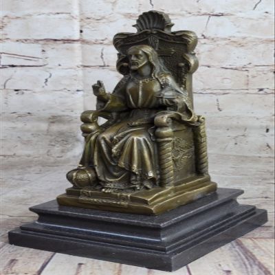 EUROPEAN BRONZE Real Bronze Metal Statue on Marble Christian Jesus Christ Lord Angels Sculpture